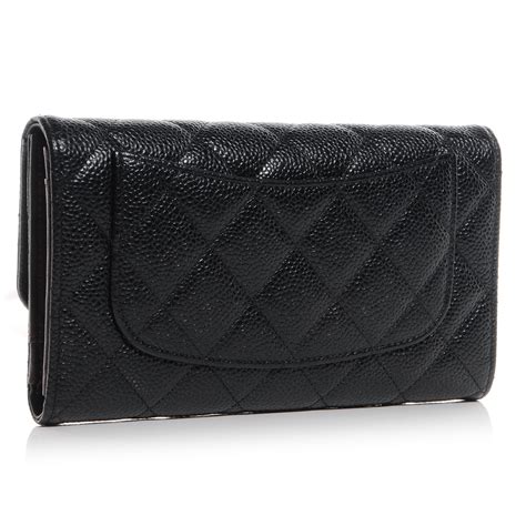 chanel classic long wallet caviar|Chanel Black Quilted Caviar Classic Long Flap Wallet Gold .